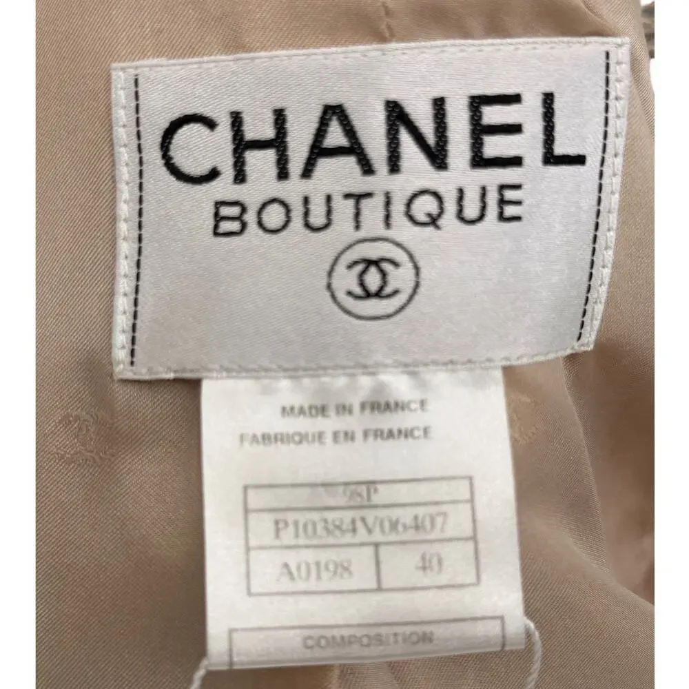 Chanel Boutique Plaid Wool Tweed Double Breasted Blazer Jacket Multicolor Sz 40
